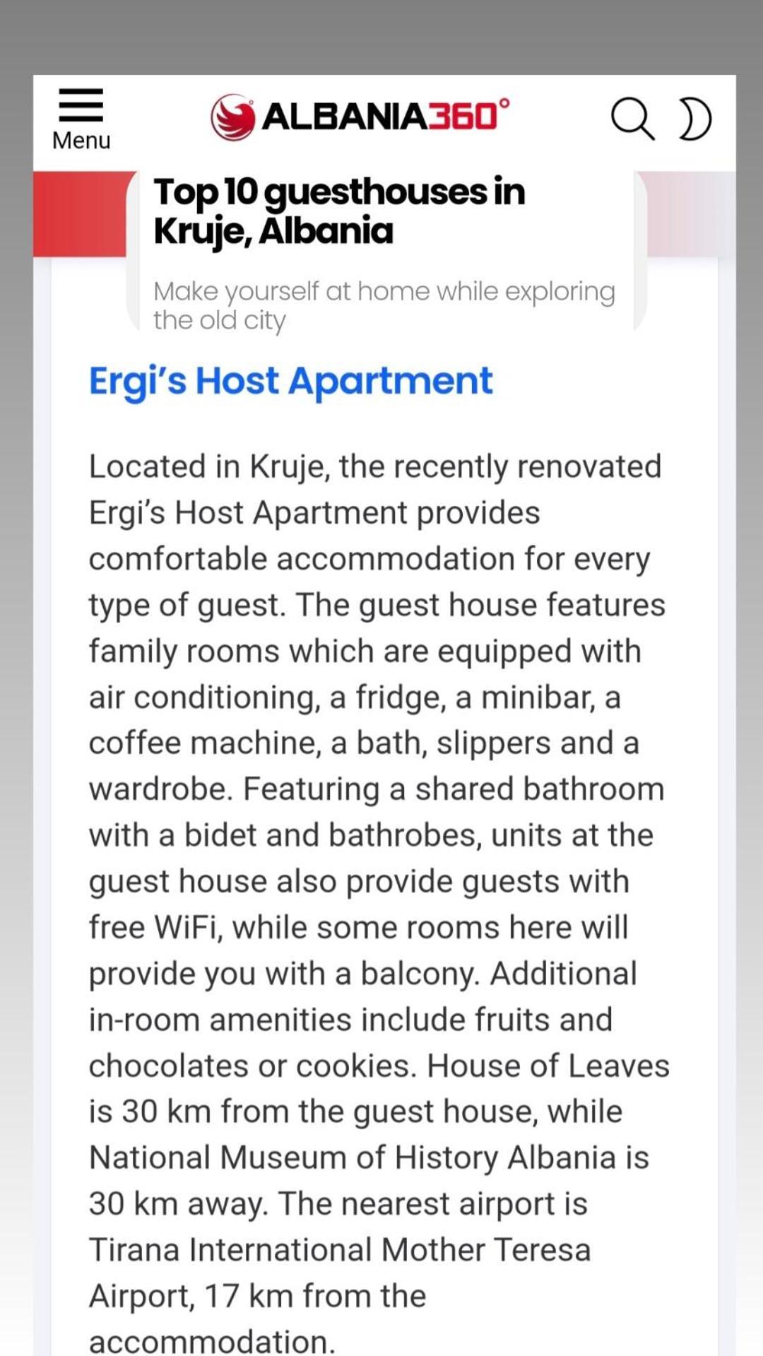 Ergi'S Bed & Breakfast Krujë المظهر الخارجي الصورة